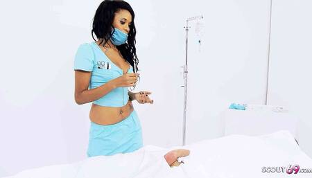 Sexy Ebony Nurse Keisha Kane seduce Patient to Rough Interracial Fuck