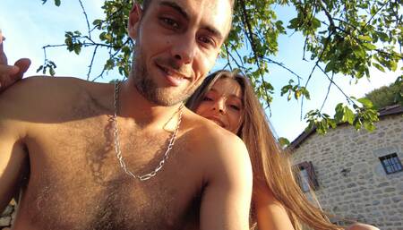 Sex in the garden with my wife! - Real amateur, foreplay, blowjob, cunnilingus, spoon fucking