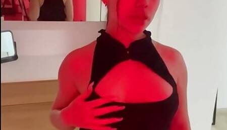 Hot Brunette Tits Teasing