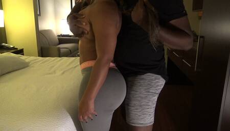 Big booty grinding in yoga pants leggings