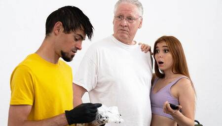 Aesthetic redhead Lya Сute gets pleasure from an old man