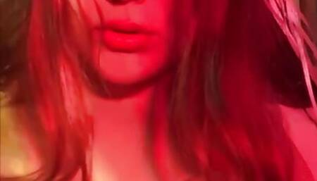 Sweetly masturbating cock between tits
