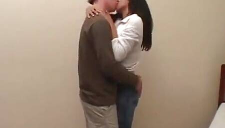 Dark exotic teen cunt fucked by three young bisexual men then triple cumshot