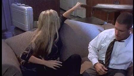Federal Agent Toys with a Pretty Blonde with Nice Tits Doggy Fucks Her on Sofa