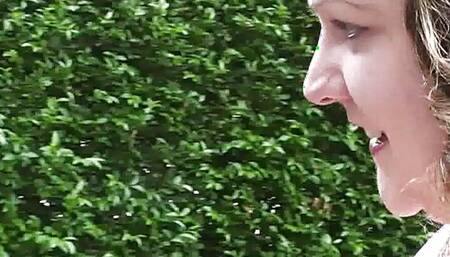 Chubby blonde picked up and fucked by bald man