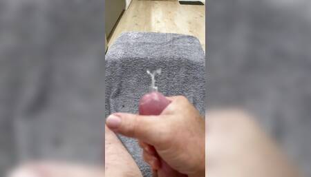 Her daddy jerking off with huge cum shot in slo motion