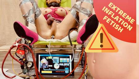 Extreme inflation of the ass with powerful compressors  - selfbondage timer