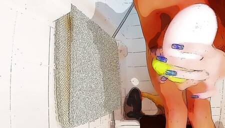 Longpussy, Huge Pussy Plug in the Shower. Cartooned edit for Animation Day!