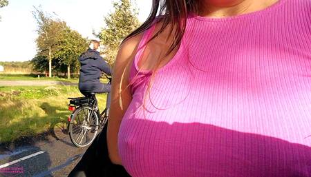 Walking without bra, everyone can see my hard nipples poking through my shirt.