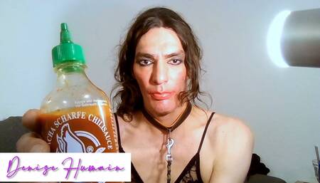 Extreme Painanal large dildo with chilli sauce pushes Denise to her limits and makes her cry.