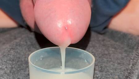 Extreme Closeup Huge Thick Load of Cum Edged Out Into Cup and Swallowed