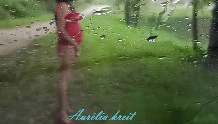 slut crossdresser in cage piss under rain