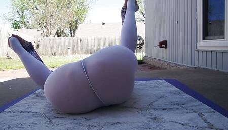 Yoga Outside in White Tights and No Show Socks - Custom Order