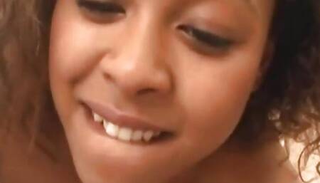 Busty ebony teen slut gives head