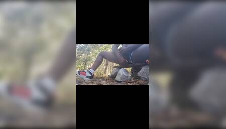 Black Cock and Ass Play Outside