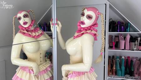 Latex Barbie doll dressing up