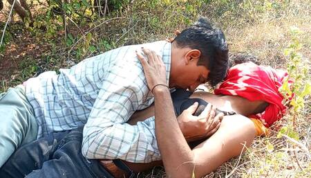 Indian Threesome Shemale - a young Shemale roaming the in the forest and young man so she makes love with great Sex
