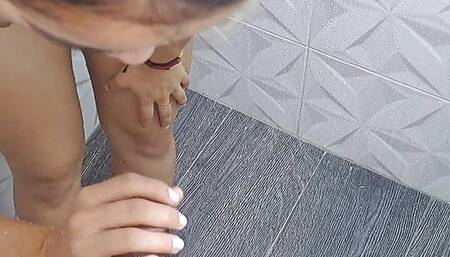 I get into the shower while my stepsister takes a shower. Part 1. How delicious he sucks my cock