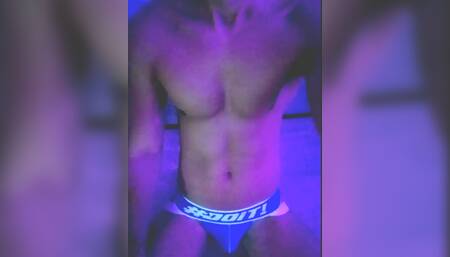 Jerking off with cum on chest and muscle