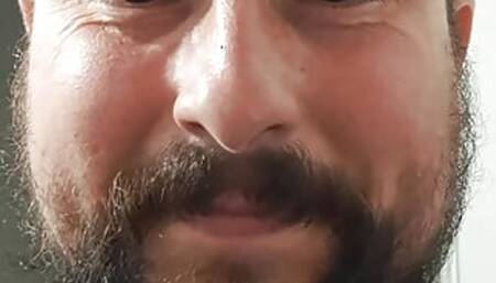 big dick bearded guy peeing in the toilet