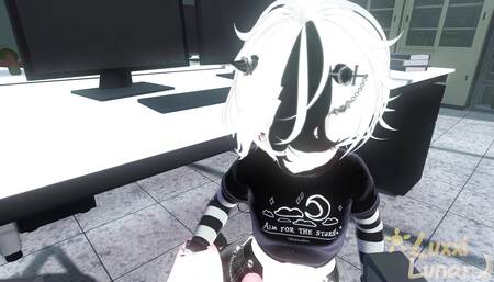 POV vrchat Femboy coworker hid under your desk, but then he noticed your cock... (chillout vr)