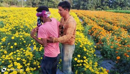 Indian Gay Movies - Tourists Who Have Come To Visit The Village Turn To Take A Selfie In A Flower Garden.