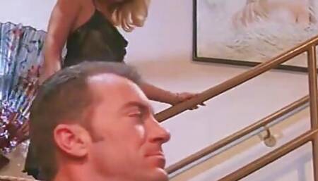 Curvy Nympho in Black Lingerie Strokes and Sucks Fat Cock