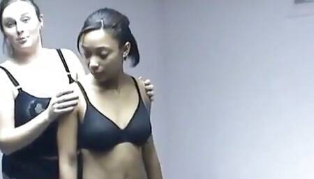 Black chick gets her whole body covered with rope by mistress