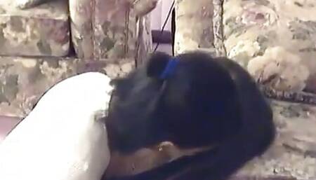 Athletic ebony chick has lesbian sex with a mature woman on the carpet