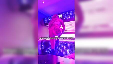 British Girl Stripping off Before Sunbed