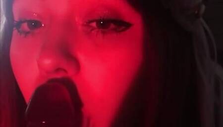 Hot Tinka dreams of giving a deep blowjob to your dick while sucking a dildo