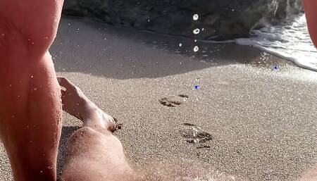 pissing on the beach