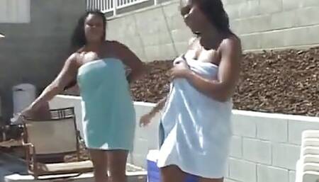 Couple of flushed chocolated cuties suddenly feel that that they outflame each other