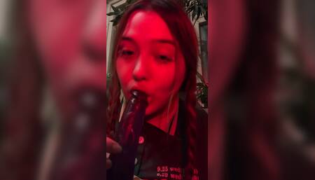 Beauty with pigtails wants to get a mouthful of cum