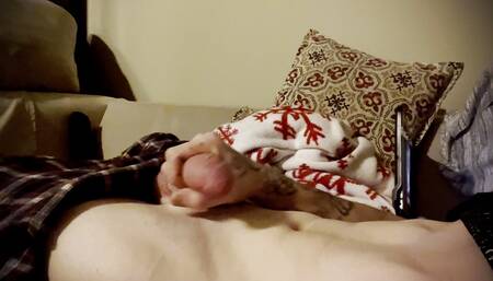 Skyy cums all over himself after long day being edged by some friends..
