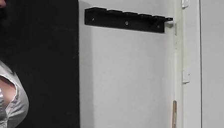 Fat office brunette in fishnets riding boss dick