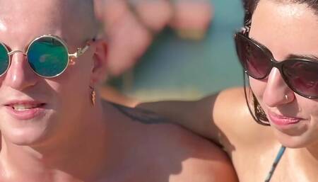 A hot bisexual couple had a sex date in their apartment. She had a blow job with her boyfriend and exposed her pussy