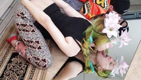 Man and Woman Kissing Themselves