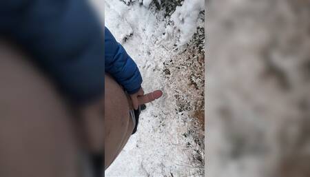 Wanked in the snow and sub-zero temperatures in the forest