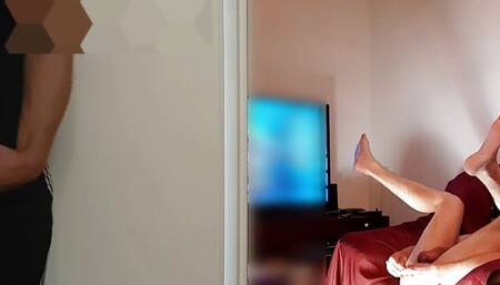Caught my hot straight roommate secretly masturbating while I fuck my ass on gay livestream webcam