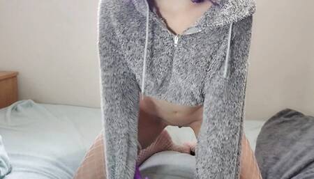 fucking my toy in fuzzy jacket