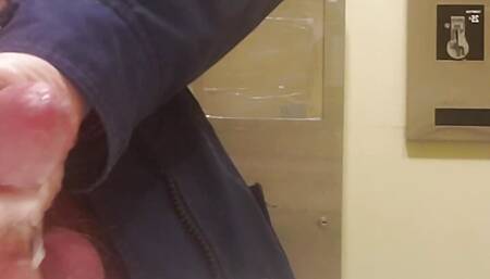 pissing and cumming many cumshots public washroom