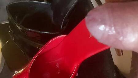 Two cumshots on red mules - user request