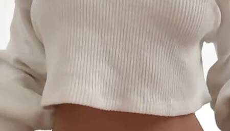 Naughty girl lifts her clothes and exposes herself