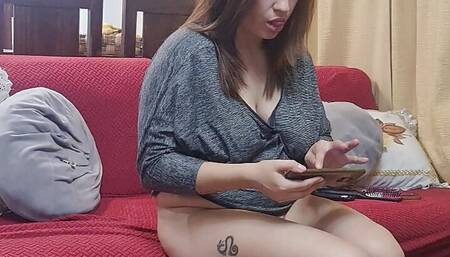 Stepmother masturbates after watching tv