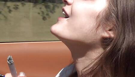 Car ride with naughty Violet Viper showing off that hairy pussy and blowjob in public