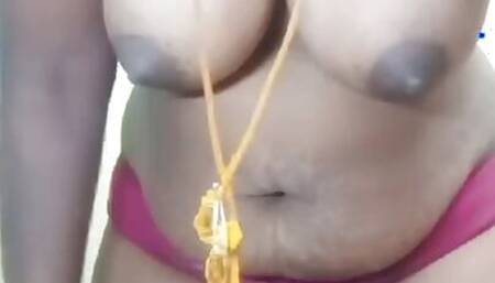 Tamil wife dirty talk and showing boobs pussy finguring