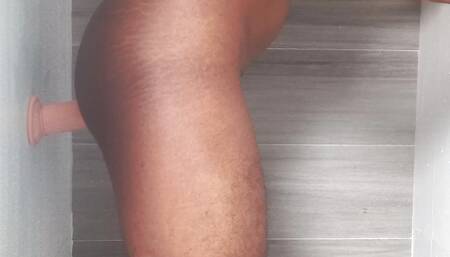 Black guy first time training the ass with the dildo