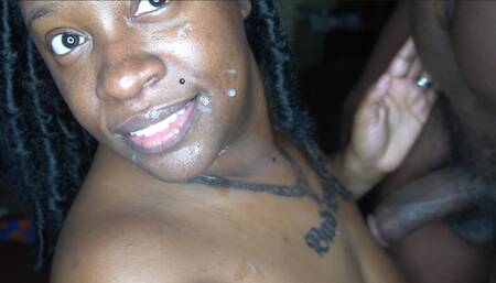 Gagging on daddy's big dick with facial