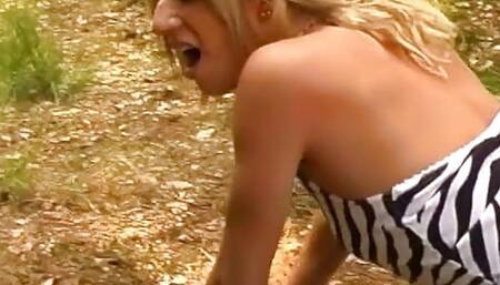 A sexy French blonde gets an outdoor fuck that she dreamt off